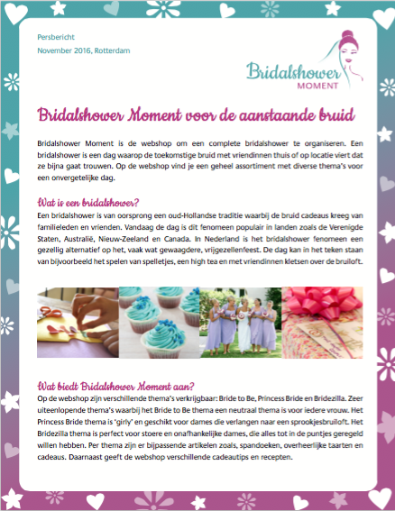 Babyshowermoment persbericht